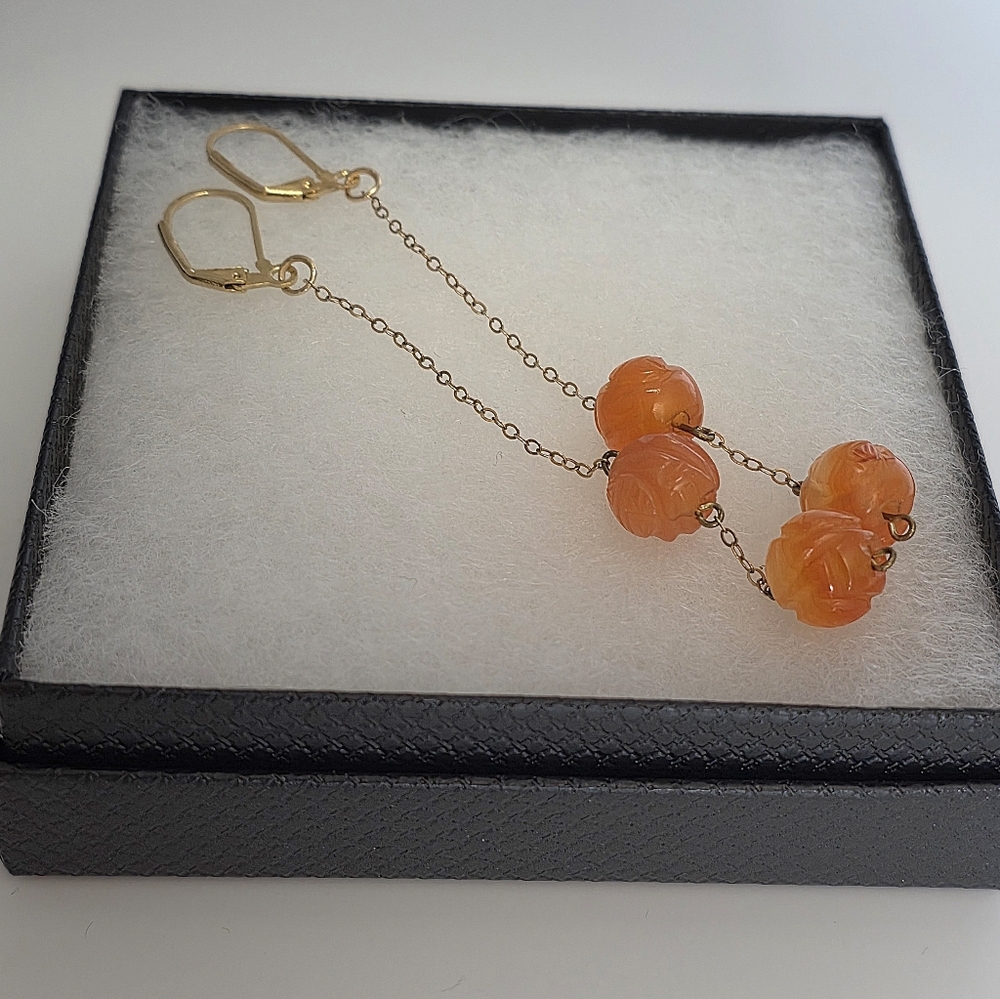 Carnelian Gemstone Earrings - Picture 6 of 7